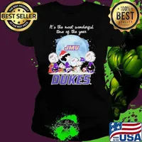 James Madison Dukes It The Most Wonderful Time Of The Year Peanut Characters Christmas Shirt