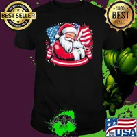 Patriotic Santa Claus Men Women Christmas Usa Flag Veteran Shirt
