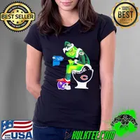 Santa Grinch Green Bay Packers Chicago Bears Detroit Lions Minnesota Vikings toilet Ladies Tee