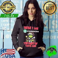 Santa Grinch Here I Am Starbucks The Light Of Your Life Christmas Light Hoodie