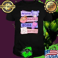 Anime Girl Ramen Boba Tea Bubble Tea Sketching Shirt