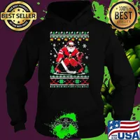 Christmas Santa Hockey Goalie Ugly Christmas Hockey Player Hoodie