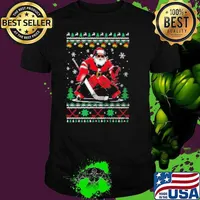 Christmas Santa Hockey Goalie Ugly Christmas Hockey Player Unisex
