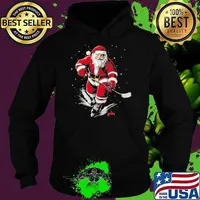 Christmas Sports Santa Playing Ice Hockey Xmas Men Women Hoodie
