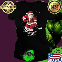 Christmas Sports Santa Playing Ice Hockey Xmas Men Women Shirt
