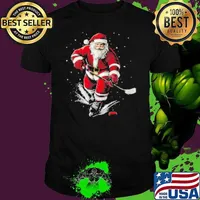 Christmas Sports Santa Playing Ice Hockey Xmas Men Women Unisex