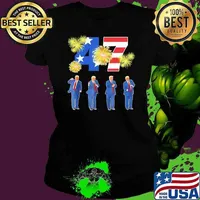 Humorous Trump Fireworks Usa Flag Victory Dance Dancing America 47 Ladies tee