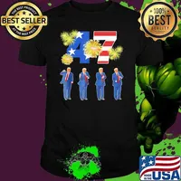 Humorous Trump Fireworks Usa Flag Victory Dance Dancing America 47 T-Shirt