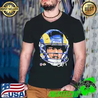 Matthew Stafford Los Angeles Rams NFL football big face signature graphic Guys V Neck