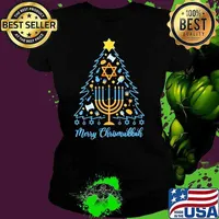 Merry Chrismukkah Holiday Hanukkah Pajama Family Matching Ladies tee