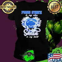 Penn State Nittany Lions in my veins Santa in my heart Christmas Ladies tee