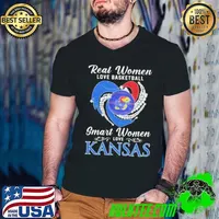 Real Women Love Basketball Smart Women Love Kansas Jayhawks Diamond Heart 2024 Shirt