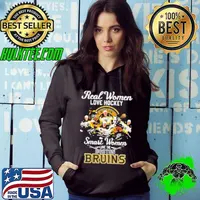 Real women love hockey smart women love the Boston Bruins Hockey signatures Hoodie