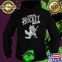 Retro Raccoon Feral Hockey Mom Hockey Player Trash Panda Hoodie