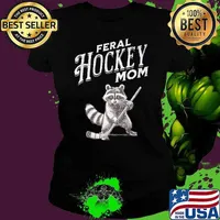 Retro Raccoon Feral Hockey Mom Hockey Player Trash Panda Ladies tee