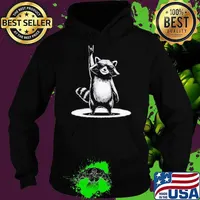 Retro Raccoon Rock Music Gift Men Kids Women Funny Raccoon Hoodie