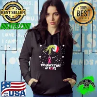 The Grinch Hand holding Breast Cancer the Grinch stole my boobs Merry Christmas 2024 Hoodie