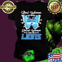 Butterfly real women love football smart women love the Detroit Lions Ladies tee