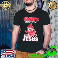 Kansas City Chiefs Water Drops In My Veins Jesus In My Heart Guys V Neck