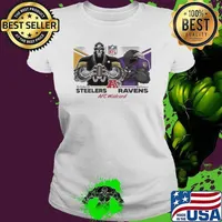 Pittsburgh Steelers Vs Baltimore Ravens Football AFC Wild Card Matchups NFL Football Playoffs Mascot Eric Poole Painting Ladies tee