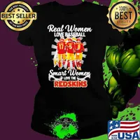 Washington Commanders real women love baseball smart women love the Redskins signature Ladies tee