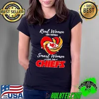 Real Women Love Football Smart Women Love The Kansas City Chiefs Heart Diamond Ladies Tee