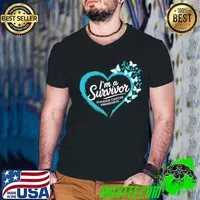 I'm A Survivor Ovanrian Cancer Awareness Butterfly Graphic T-Shirt