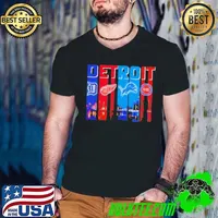 Detroit Tigers x Detroit Red Wings x Detroit Lions x Detroit Pistons night city shirt