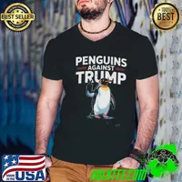 Penguin Flippers Up Resist Funny Penguins Against Trump Guys V Neck