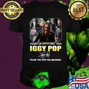 60 years of Iggy Pop 1960-2020 signature thank you for the memories shirt