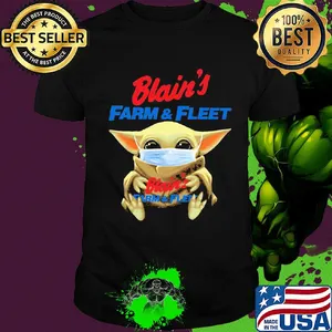 Baby Yoda face mask hug Blain's Farm and fleet shirt