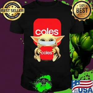 Baby Yoda face mask hug Coles shirt