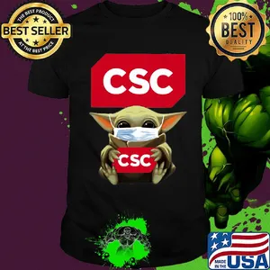 Baby Yoda mask hug CSC shirt