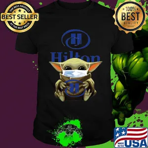Baby Yoda mask hug Hilton shirt