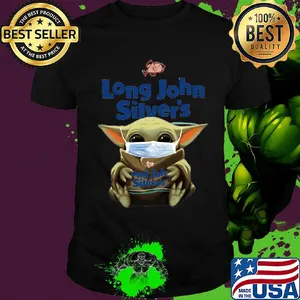 Baby Yoda Mask hug Long John Silver's shirt