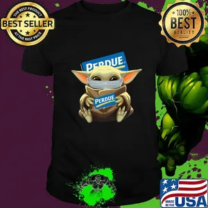 Baby Yoda mask hug Perdue shirt