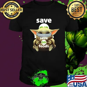 Baby Yoda mask hug Save on Foods shirt