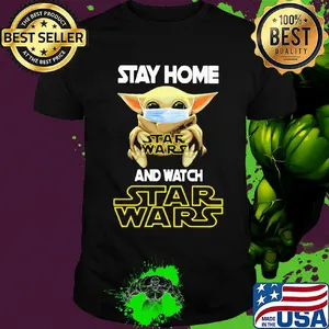 Baby Yoda mask hug Stay Home and watch Star Wars shirt