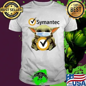 Baby Yoda mask hug Symantec shirt