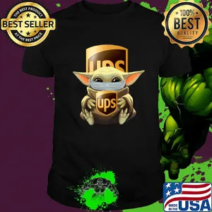 Baby Yoda mask hug UPS shirt