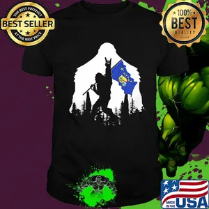 Bigfoot rock and roll montana flag in the forest shirt