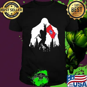 Bigfoot rock and roll tennessee flag in the forest shirt