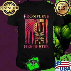 Frontline Firefighter American flag veteran shirt