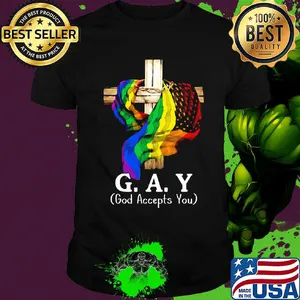Gay god accepts you jesus american flag lgbt shirt
