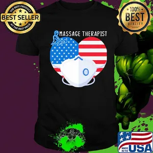 Love massage therapist heart American flag mask covid-19 shirt
