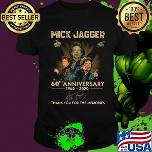 Mick jagger 60th anniversary 1960-2020 signatures thank you for the memories shirt