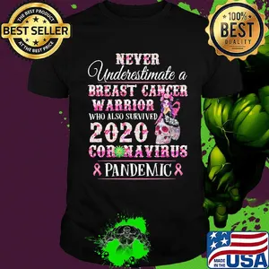 Never underestimate a Breast cancer warrior who also survived 2020 coronavirus pandemic shirt