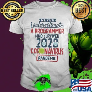 Never underestimate a programmer who survived 2020 mask Coronavirus pandemic Covid-19 shirt