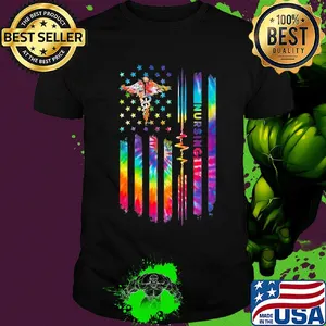 Nursing American flag veteran color shirt