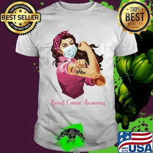 Strong girl Rosie the Riveter Breast Cancer Awareness mask shirt